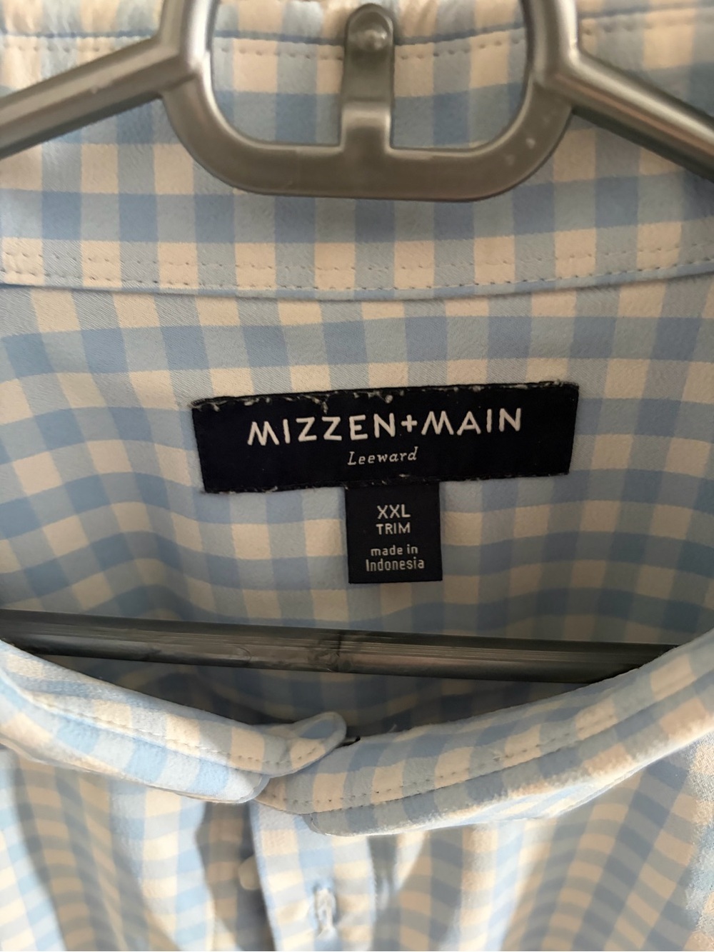 Mizzen+Main Light Blue and White Gingham Button-Up Shirt